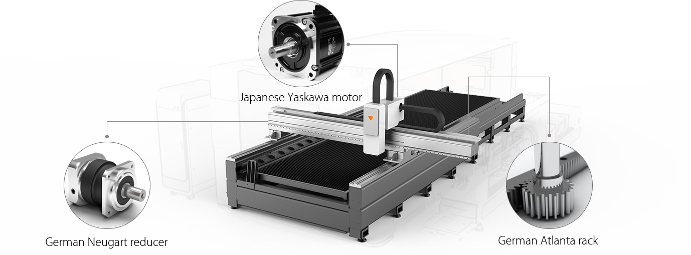 Laserin voimansiirtokomponentit